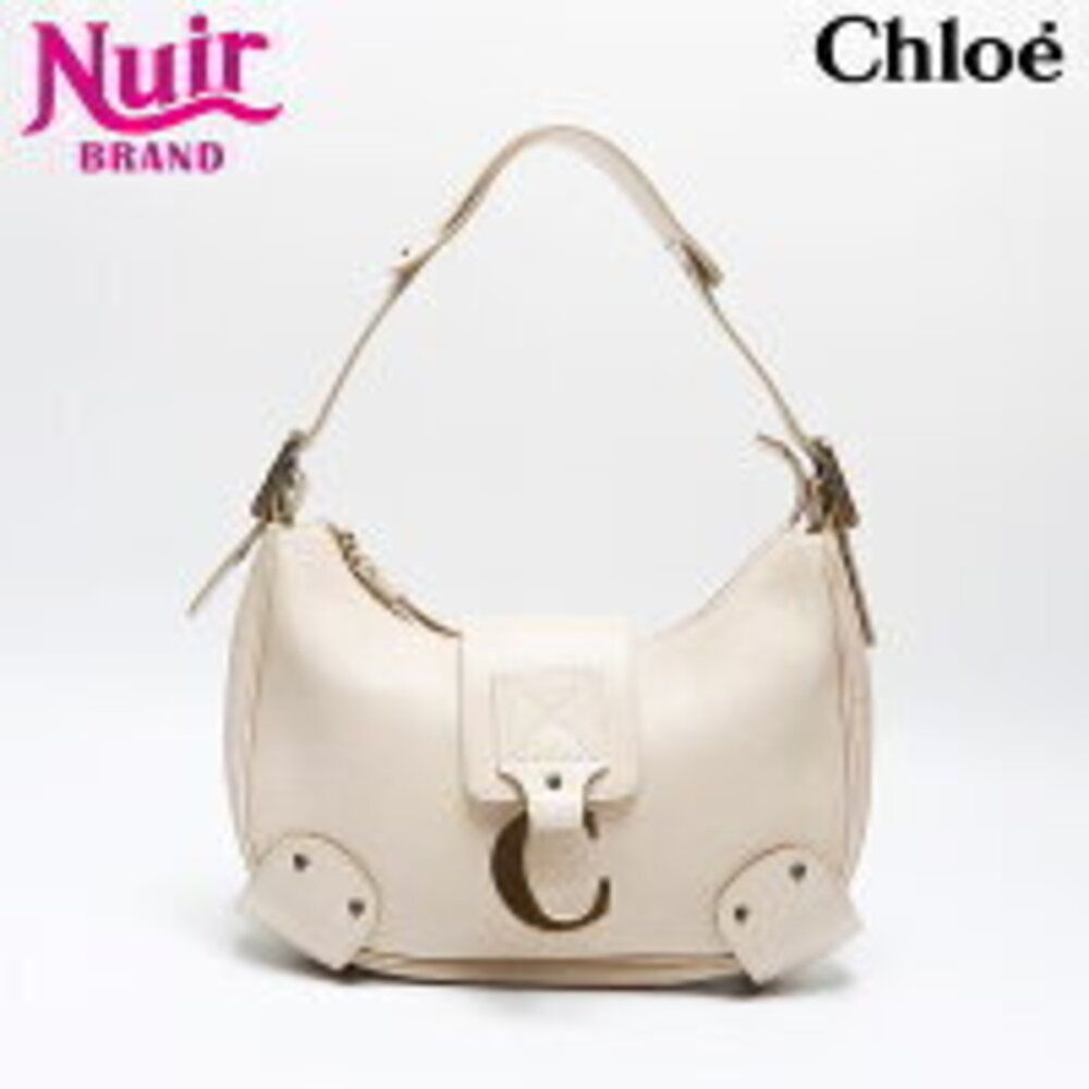 Chloe Half Moon Leather Shoulder Bag Beige